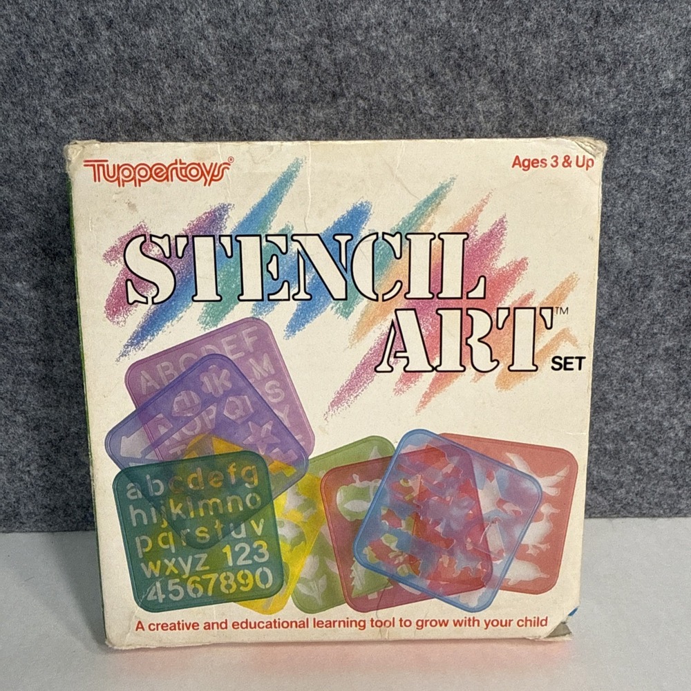 Tupperware Tuppertoys Stencil  Set-8 Stackable Stencils Vintage Complete In Box
